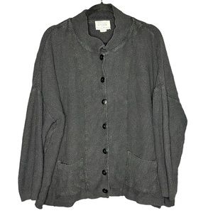 Stephanie Schuster for Princess Knitwear Black Textured Buttoned Sweater Jacket